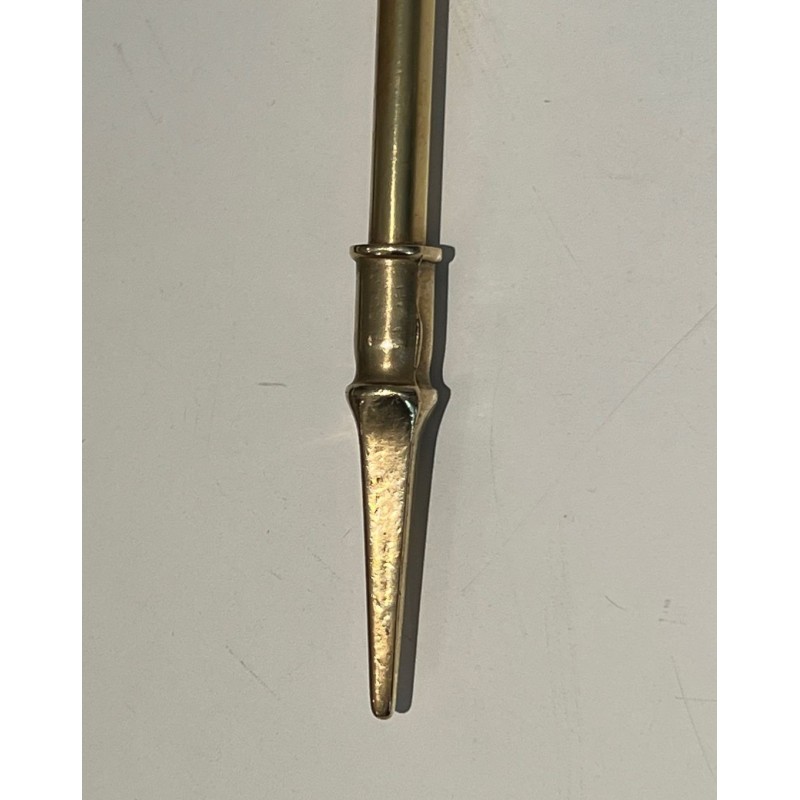 Brass Duck Head Fireplace Companion Set in the Style of Maison Jansen, French circa 1970