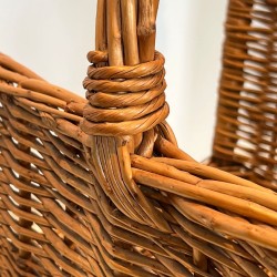 Large Rattan Log Holder with Arched Carry Handle, French circa 1970