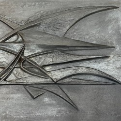 Plaque de Cheminée en Fonte Moderniste à Motif d’Oiseau Abstrait, Signée, Fonderie Stern, vers 1950