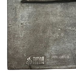 Modernist Cast Iron Fireback with Abstract Bird Motif, Signed, Foundry Stern, circa 1950