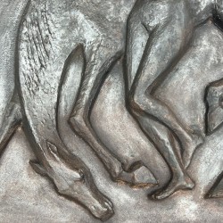 Grande Plaque de Cheminée en Fonte, Femme Nue et Cheval, Style Art Déco, vers 1970