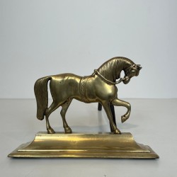 Pair of Bronze Full-Figure Horse Andirons on Flat Plinths, French circa 1920