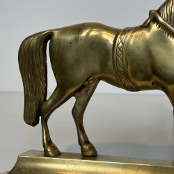 Pair of Bronze Full-Figure Horse Andirons on Flat Plinths, French circa 1920