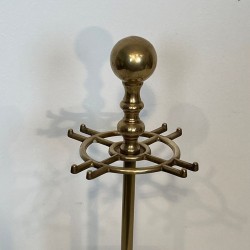 Nécessaire de Feu en Laiton à Têtes de Chevaux et Pied à Boule, Style Néoclassique, vers 1950