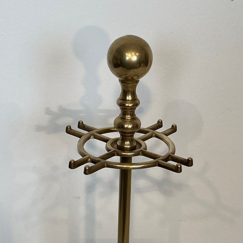 Nécessaire de Feu en Laiton à Têtes de Chevaux et Pied à Boule, Style Néoclassique, vers 1950