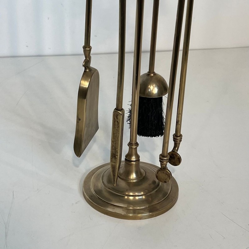 Nécessaire de Feu en Laiton à Têtes de Chevaux, Style Néoclassique, vers 1950