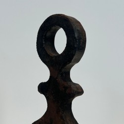 Pair of Wrought Iron Andirons with Knotwork Uprights and Ring Finials, French circa 1940