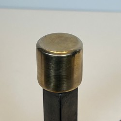 Paire de Chenets Modernistes en Fer Forgé et Laiton à Montants Bifurqués, vers 1970