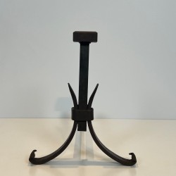 Pair of Modernist Wrought Iron Andirons in the Style of Jean Royère, circa 1940