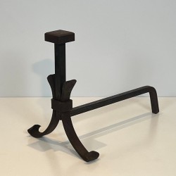 Pair of Modernist Wrought Iron Andirons in the Style of Jean Royère, circa 1940