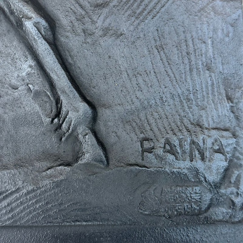 Plaque de Cheminée en Fonte aux Chevaux, Signée Raina, Fonderie Stern, vers 1970