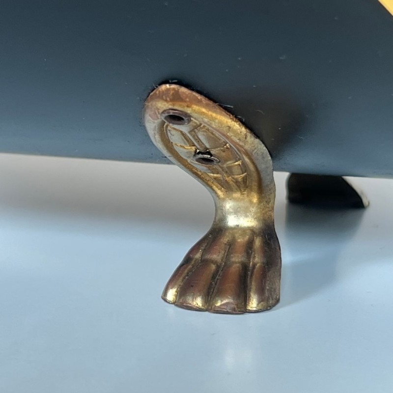 Neoclassical Log Holder in Black Lacquered Brass with Polished Brass Trim, French circa 1970