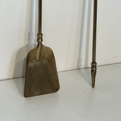 Neoclassical Brass Fireplace Companion Set on Tripod Stand, French, circa 1970