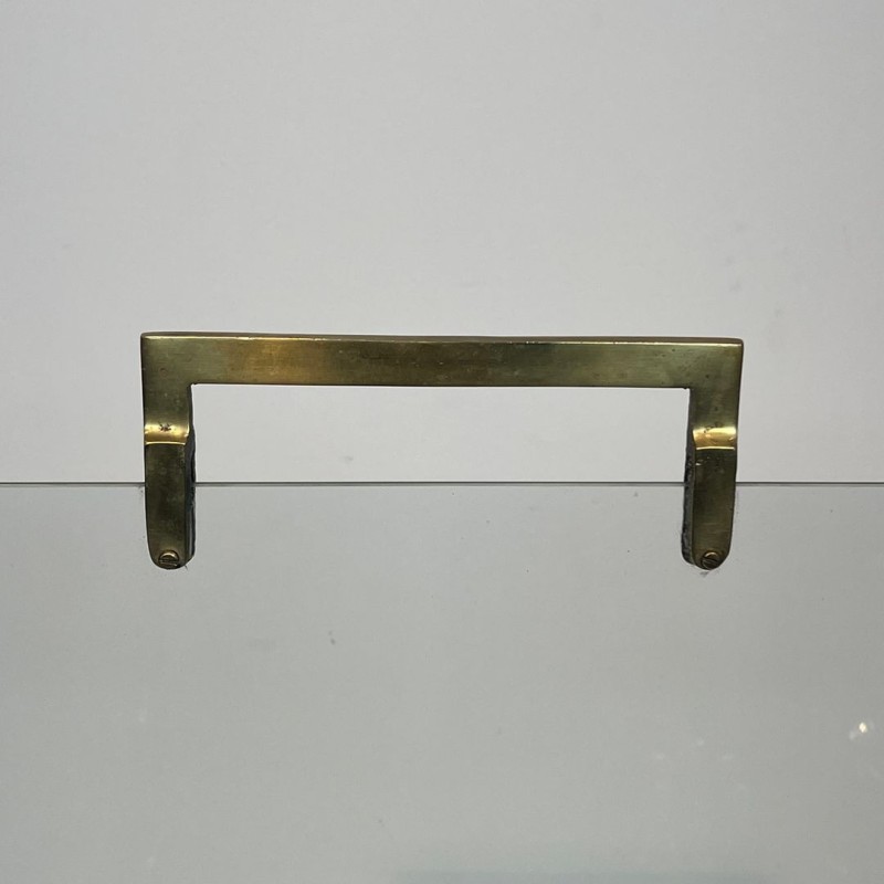 Pare-Feu Moderniste à Panneau de Verre et Laiton, Travail Français, vers 1970