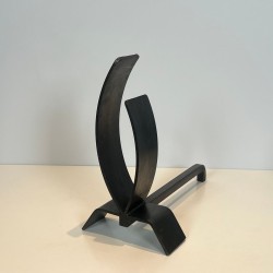 Paire de Chenets Modernistes en Acier à Formes Flamme sur Socle Plat, vers 1970