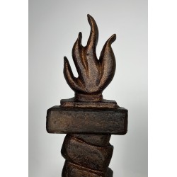 Pair of Wrought Iron and Gilt Cast Iron Flame Andirons, in the Style of Gilbert Poillerat