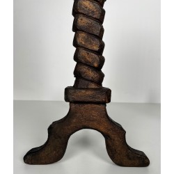 Pair of Wrought Iron and Gilt Cast Iron Flame Andirons, in the Style of Gilbert Poillerat