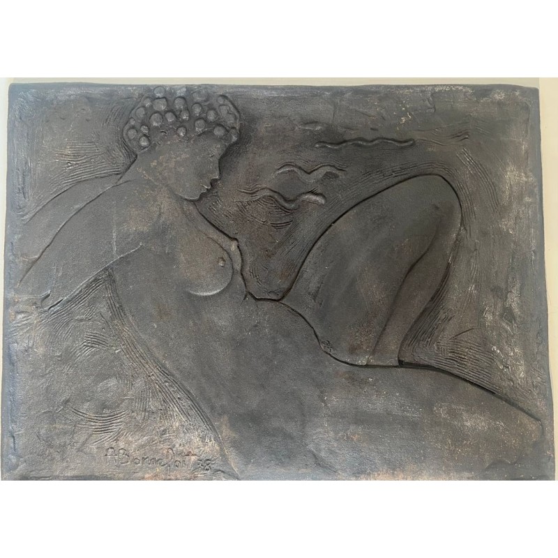 Plaque de Cheminée en Fonte à Figure de Femme Nue par Alain Bonnefoit, Vers 1980