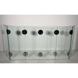 Modernist Six-Panel Clear Glass Fireplace Screen with Chrome Ball Hinges, Mallet-Stevens Style