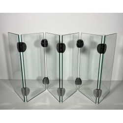 Exceptionnel Pare-Feu à Six Panneaux de Verre et Charnières à Boules Chromées, dans le Goût de Mallet-Stevens