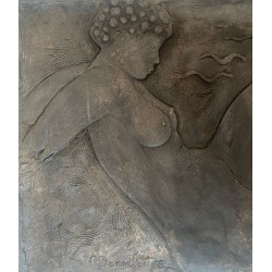 Cast Iron Fireback with Reclining Nude by Alain Bonnefoit, Circa 1980