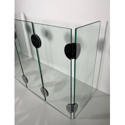 Exceptionnel Pare-Feu à Six Panneaux de Verre et Charnières à Boules Chromées, dans le Goût de Mallet-Stevens