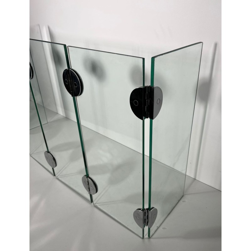 Exceptionnel Pare-Feu à Six Panneaux de Verre et Charnières à Boules Chromées, dans le Goût de Mallet-Stevens