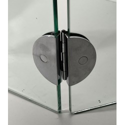 Modernist Six-Panel Clear Glass Fireplace Screen with Chrome Ball Hinges, Mallet-Stevens Style