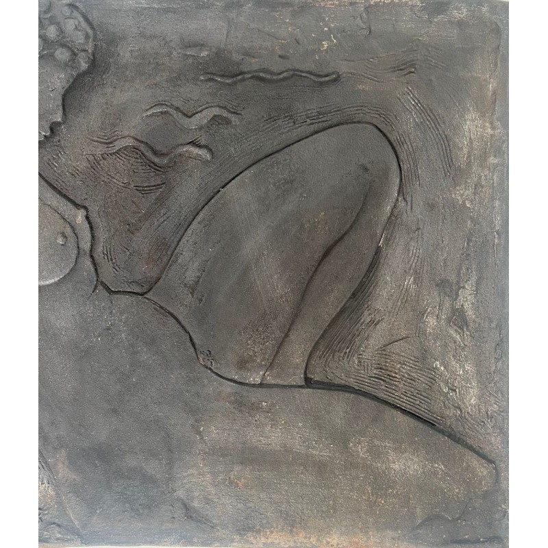 Plaque de Cheminée en Fonte à Figure de Femme Nue par Alain Bonnefoit, Vers 1980