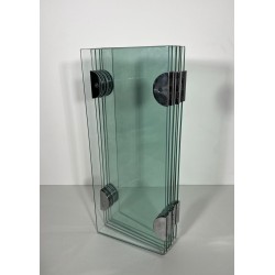Modernist Six-Panel Clear Glass Fireplace Screen with Chrome Ball Hinges, Mallet-Stevens Style