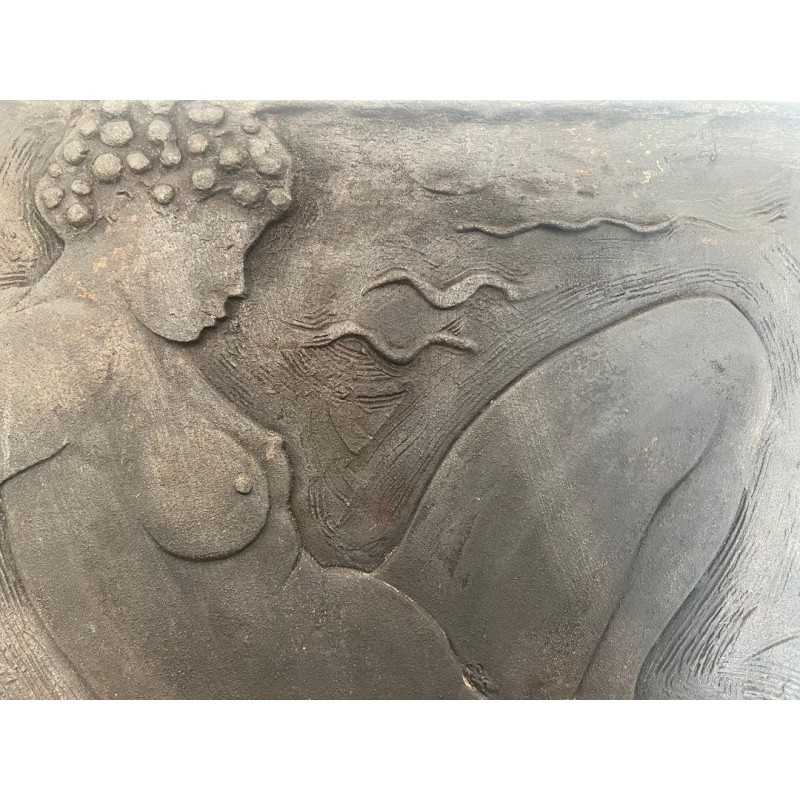 Plaque de Cheminée en Fonte à Figure de Femme Nue par Alain Bonnefoit, Vers 1980