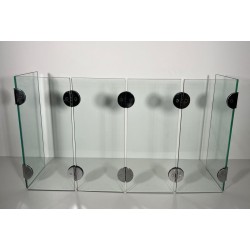Modernist Six-Panel Clear Glass Fireplace Screen with Chrome Ball Hinges, Mallet-Stevens Style