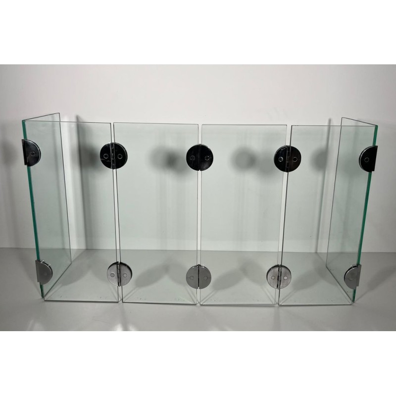 Exceptionnel Pare-Feu à Six Panneaux de Verre et Charnières à Boules Chromées, dans le Goût de Mallet-Stevens