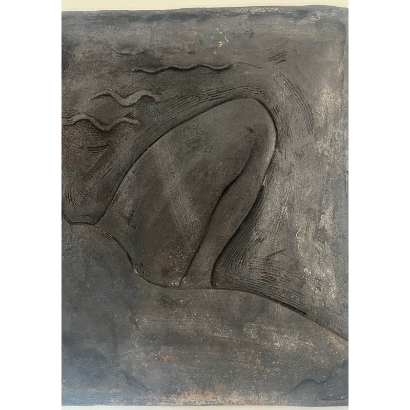 Plaque de Cheminée en Fonte à Figure de Femme Nue par Alain Bonnefoit, Vers 1980