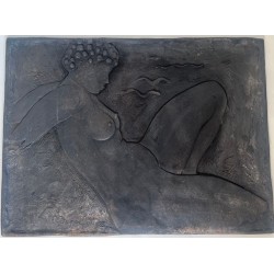 Plaque de Cheminée en Fonte à Figure de Femme Nue par Alain Bonnefoit, Vers 1980