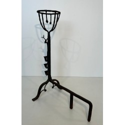 Important Pair of 19th Century Wrought Iron Landiers with Deer Head Finials