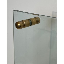 Nécessaire de Feu Moderniste en Verre et Laiton à Outils Suspendus, Vers 1970