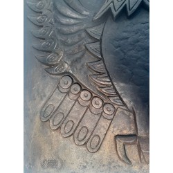 Plaque de Cheminée en Fonte Moderniste au Motif de Chouette, Signée Lucas, Fondeur Stern