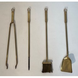 Nécessaire de Feu Moderniste en Verre et Laiton à Outils Suspendus, Vers 1970