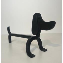 Pair of Modernist Wrought Iron Dachshund Andirons Attributed to Edouard Schenck