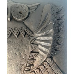 Plaque de Cheminée en Fonte Moderniste au Motif de Chouette, Signée Lucas, Fondeur Stern