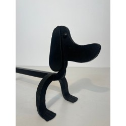 Pair of Modernist Wrought Iron Dachshund Andirons Attributed to Edouard Schenck
