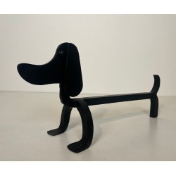 Pair of Modernist Wrought Iron Dachshund Andirons Attributed to Edouard Schenck