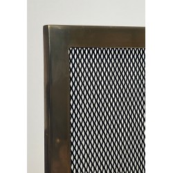 Modernist Brass and Wire Mesh Fireplace Screen with Moiré Optical Effect