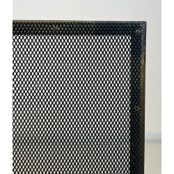 Modernist Brass and Wire Mesh Fireplace Screen with Moiré Optical Effect