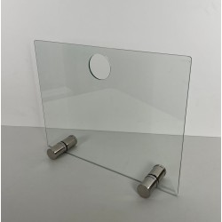 Modernist Glass and Chrome Fireplace Screen with Circular Cutout