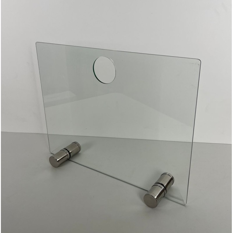 Pare-Feu Moderniste en Verre et Chrome à Découpage Circulaire
