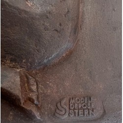 Modernist Cast Iron Fireback with Adam and Eve, Apple and Serpent, Signed Stern