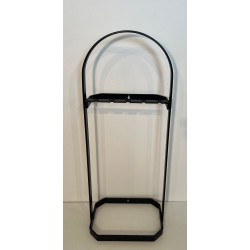 Modernist Black Lacquered and Chrome Fireplace Companion Set with Cage Stand, Floor or Wall Mount