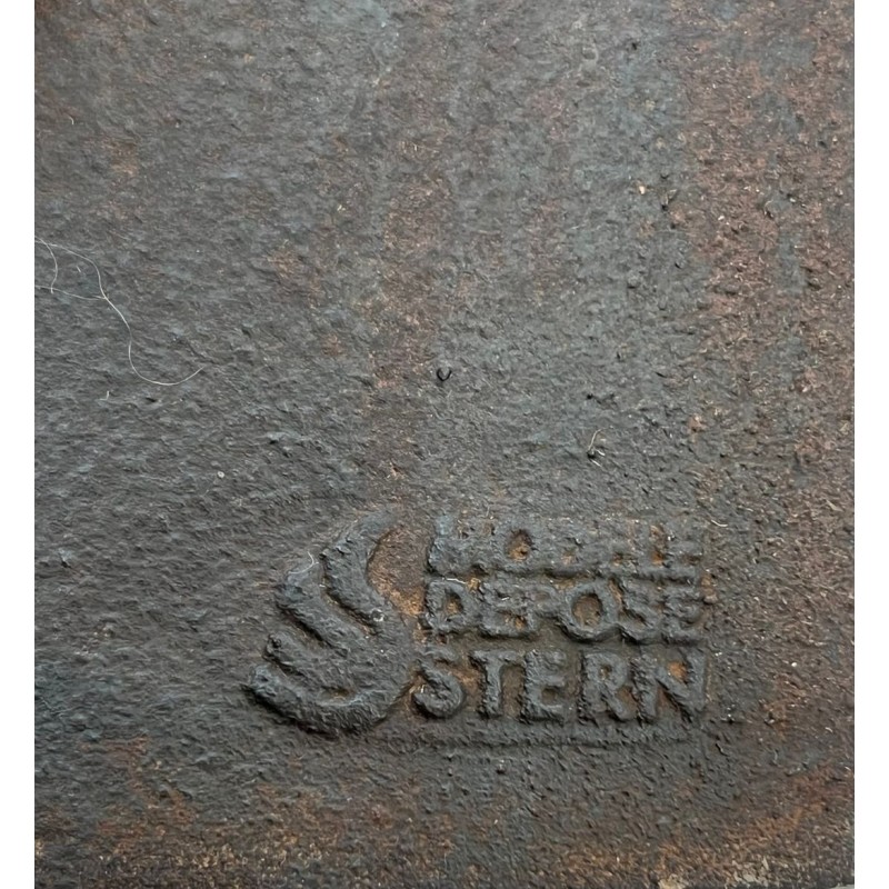 Modernist Cast Iron Fireback with Nude Woman Harvesting, Foundry Stern, Signed Quellier